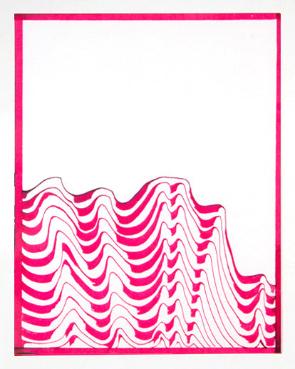 Original Drawing - Pink Sea 2 - 11 x14"  Matted