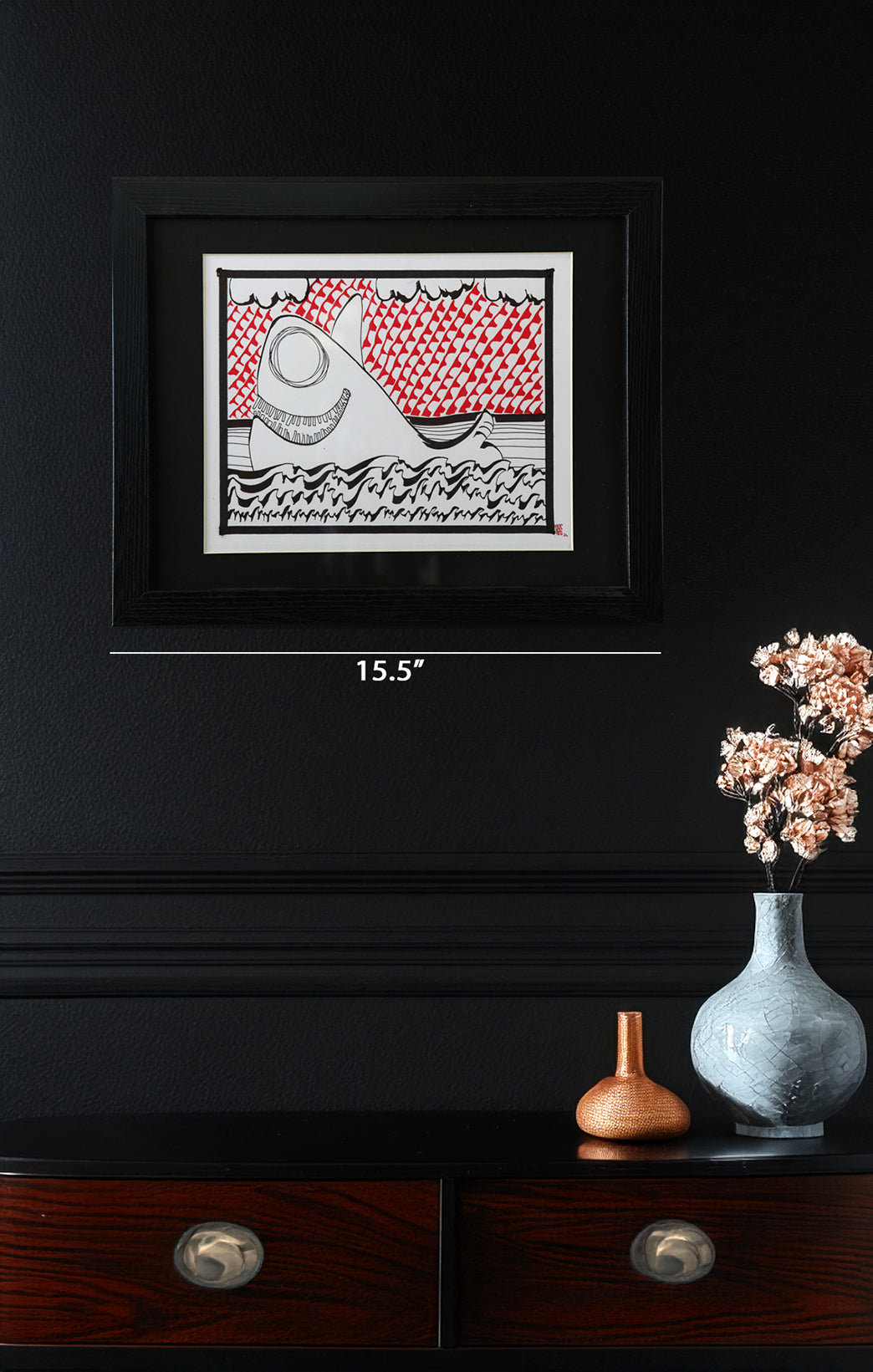 Original Drawing - HTM Whale No. 45 - 17 x 12" Framed