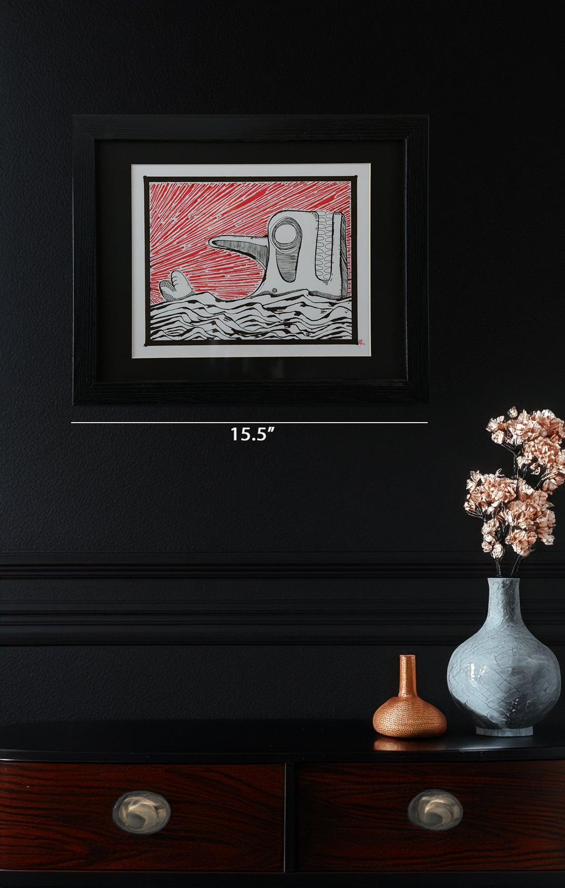 Original Drawing - HTM Whale No. 48 - 17 x 12" Framed