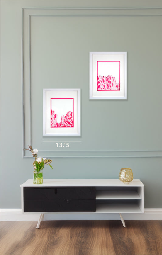 Original Drawing - Pink Sea - 11 x 14" Matted