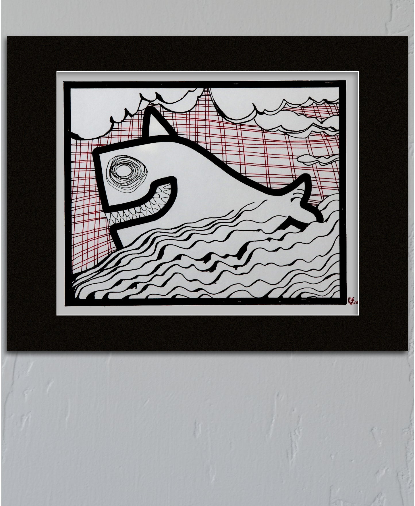 Original Drawing - HTM Whale No. 51 - 14 x 11" Matted