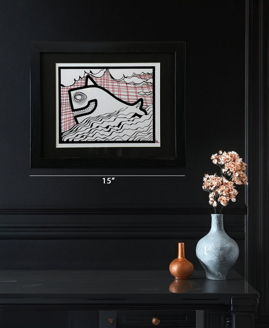 Original Drawing - HTM Whale No. 51 - 14  x 11" Matted