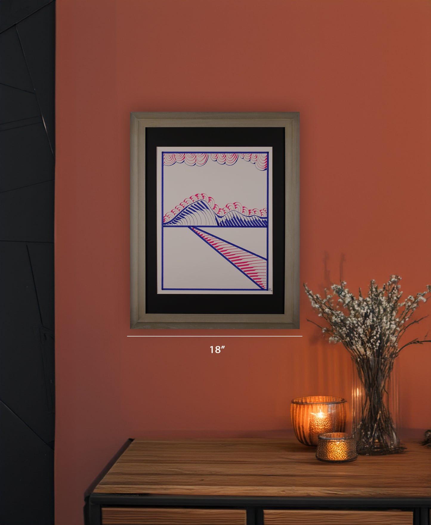 Original Drawing - Road to the Mountains - 18 x 24" Matted