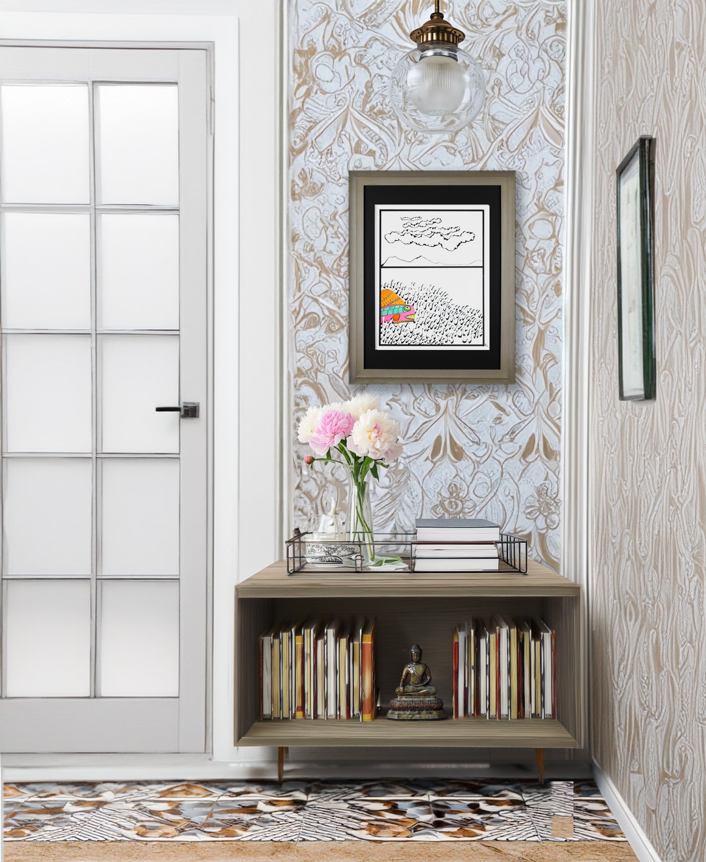 Original Drawing - Rainbowfish - 18 x 24" Matted