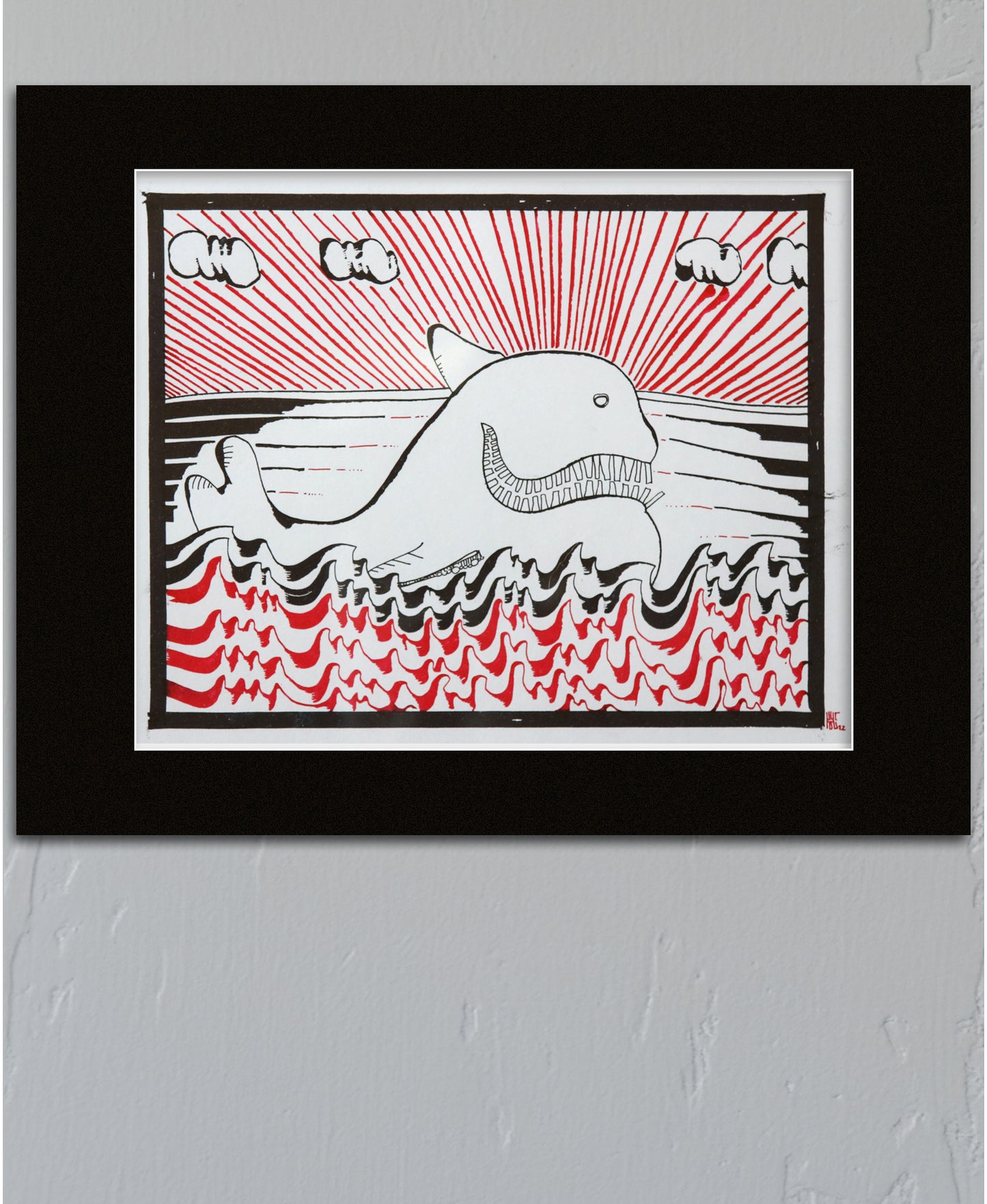 Original Drawing - HTM Whale No. 57 - 14 x 11" Matted