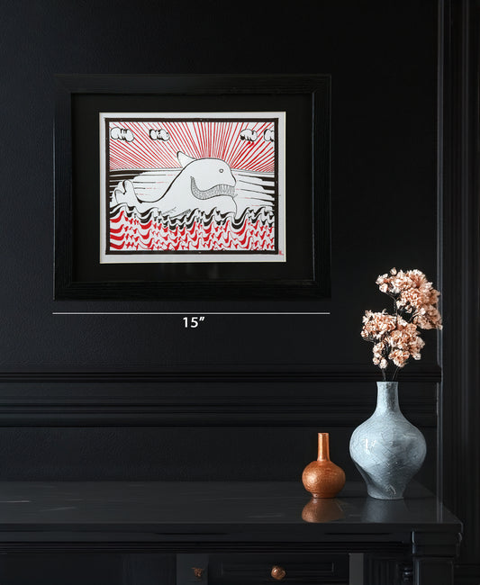 Original Drawing - HTM Whale No. 57 - 14  x 11" Matted