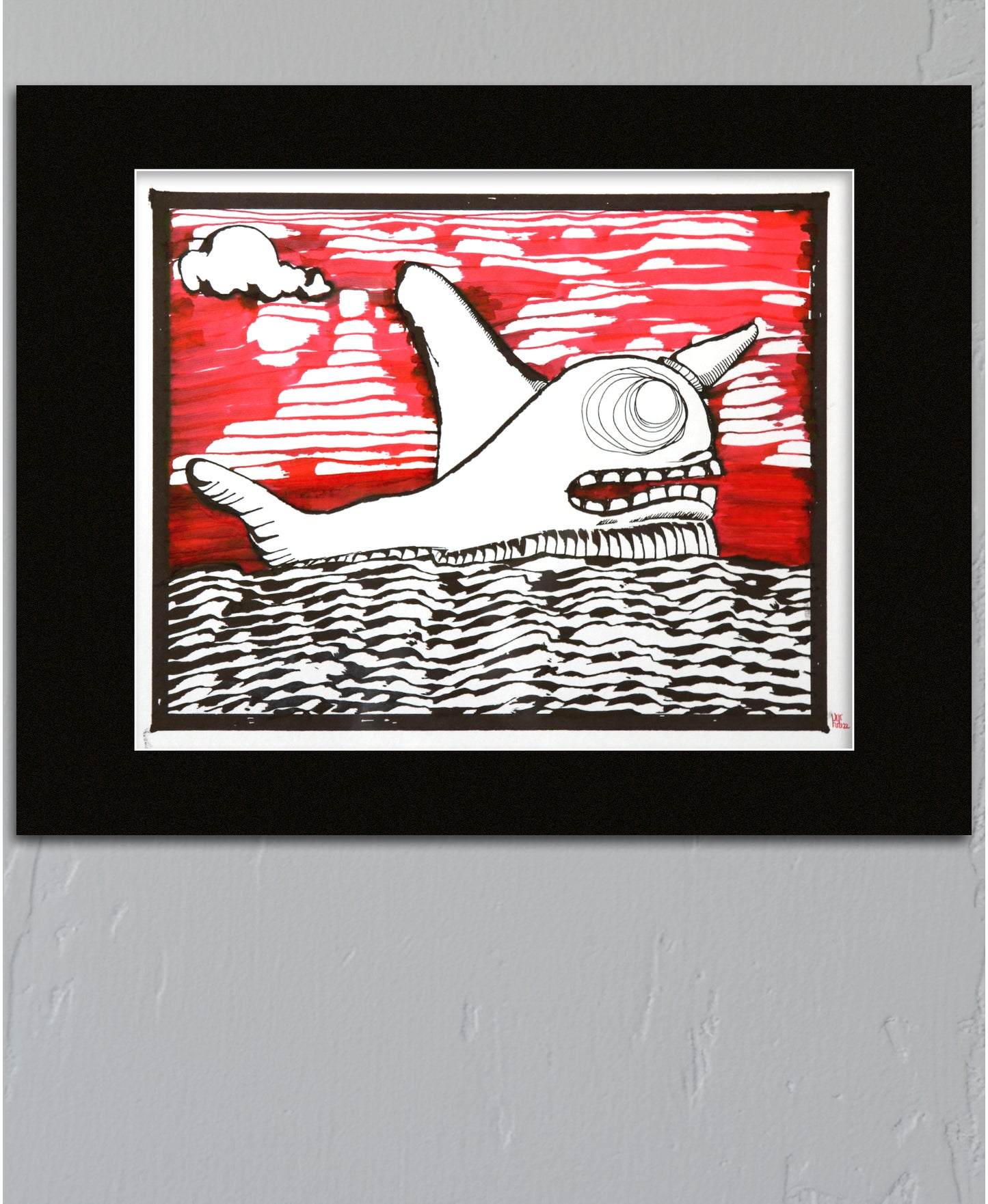 Original Drawing - HTM Whale No. 65 - 14 x 11" Matted