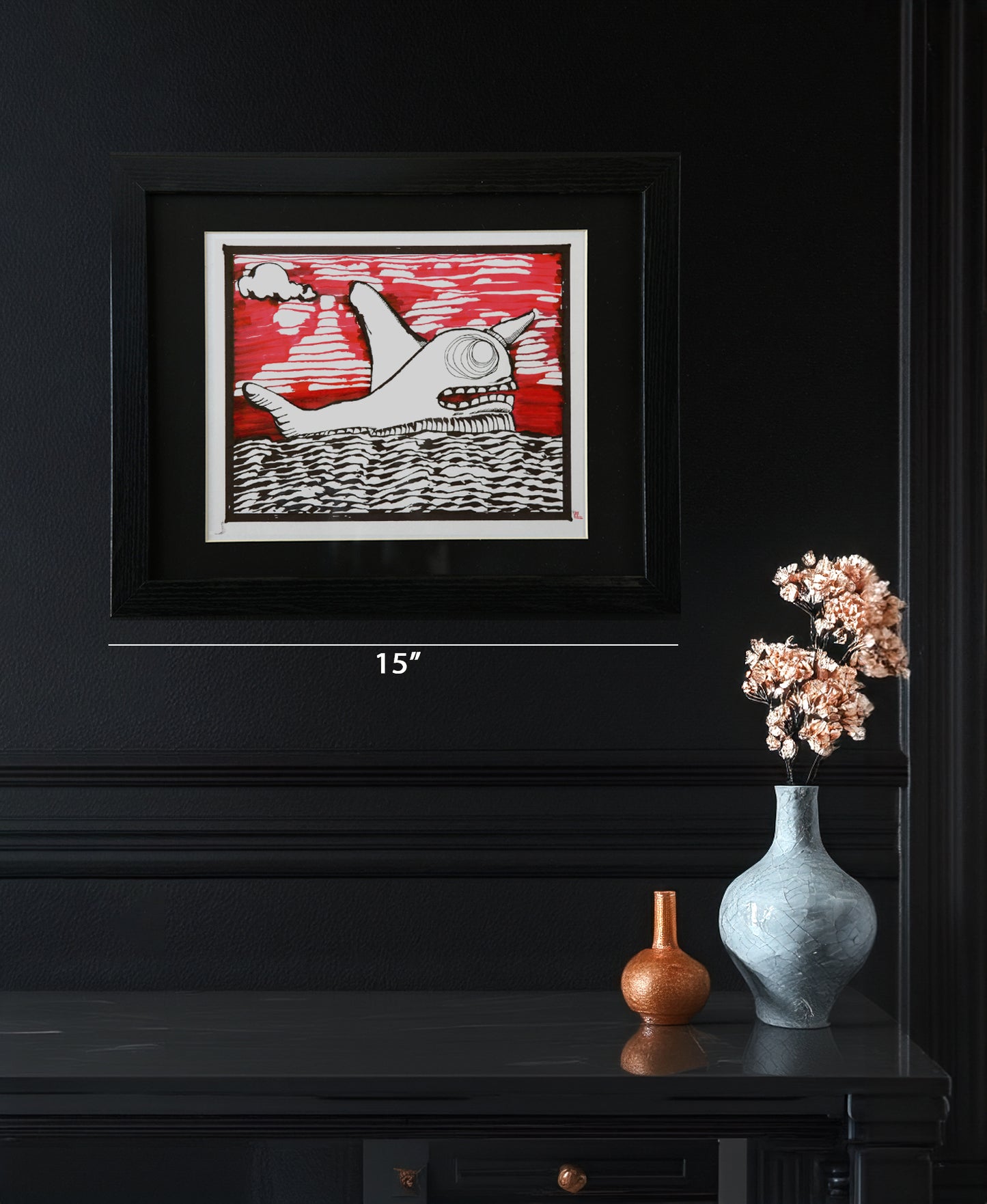 Original Drawing - HTM Whale No. 65 - 14 x 11" Matted