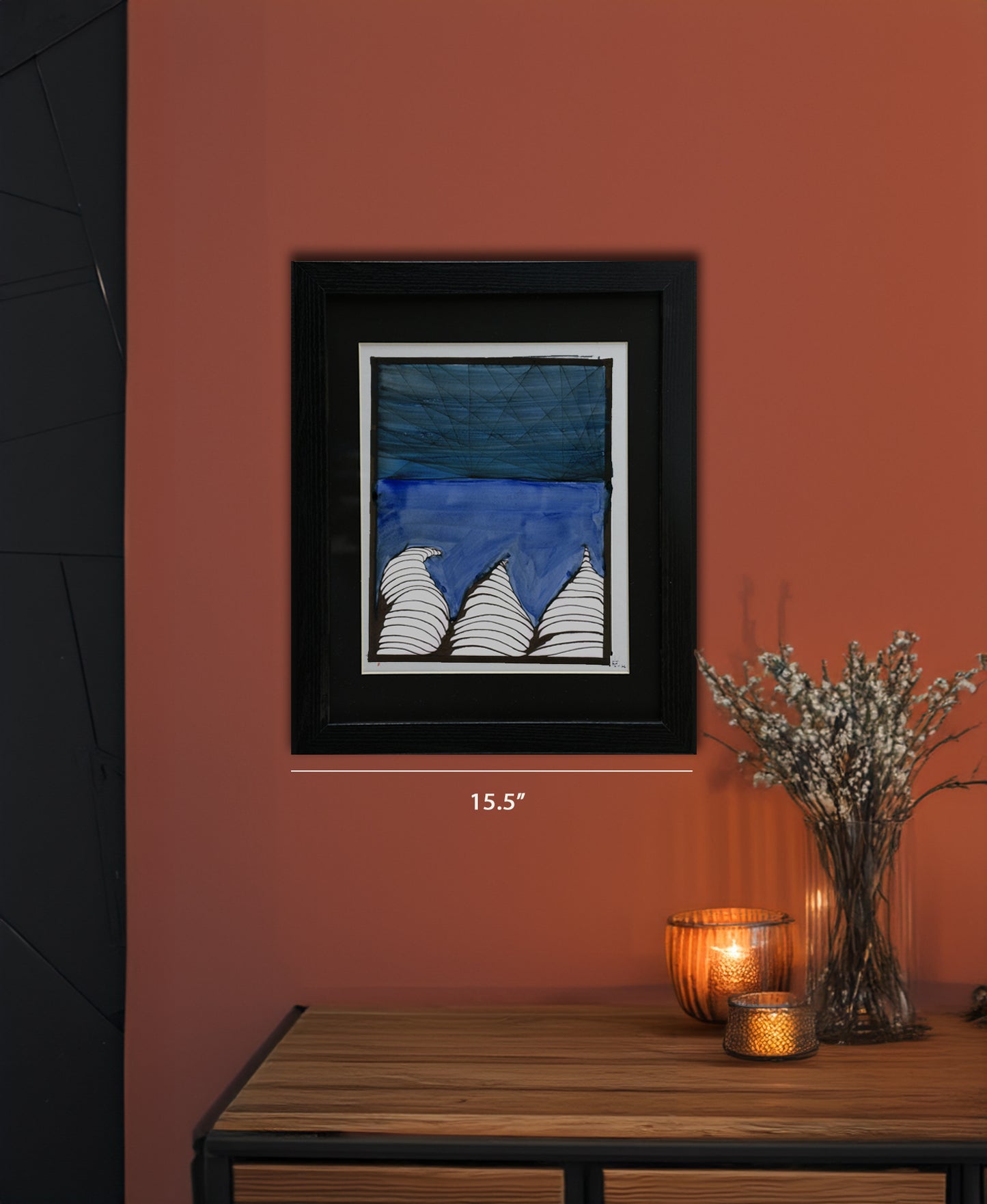 Original Drawing - Rock Formation at the Lake- 11 x 14" Matted