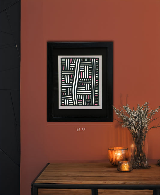 Original Drawing - Abstract Lines - 11 x 14" Matted