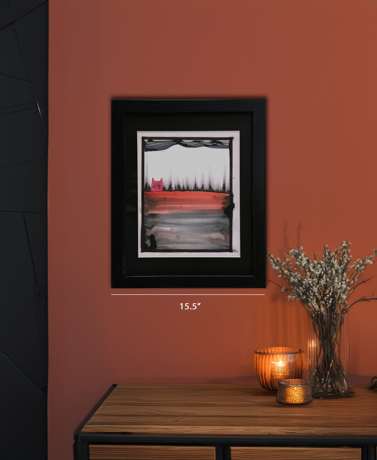 Original Drawing - Charlie Sad Cat - 11 x 14" Matted