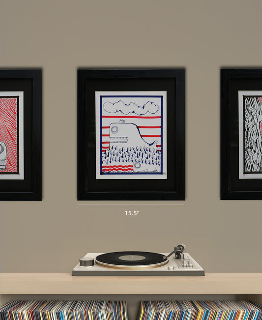 Original Drawing - HTM Whale No. 68 - 11 x 14" Framed