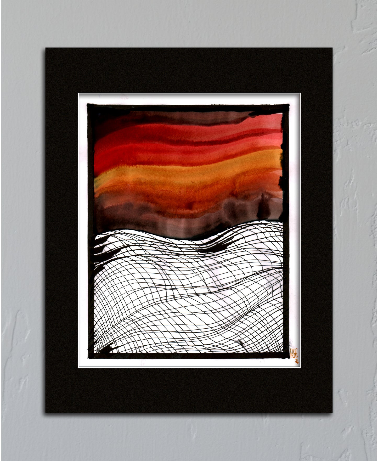 Original Drawing - Sunset Sky - 12 x 15" Framed