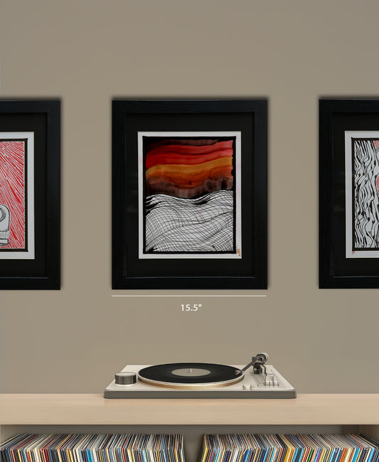 Original Drawing - Sunset Sky - 12 x 15" Framed