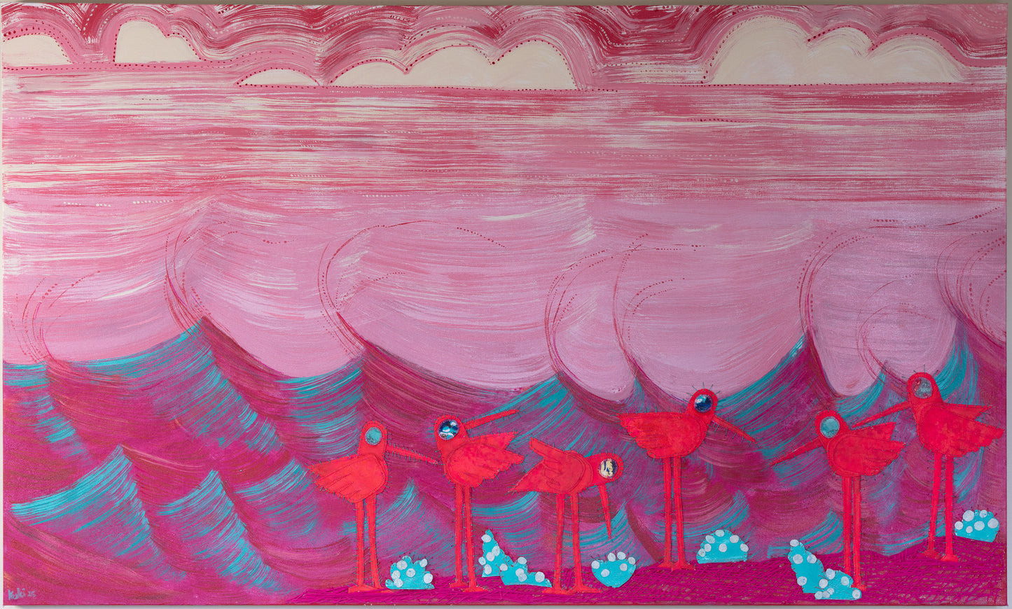 Blueberry Beach - Mixed Media on Canvas