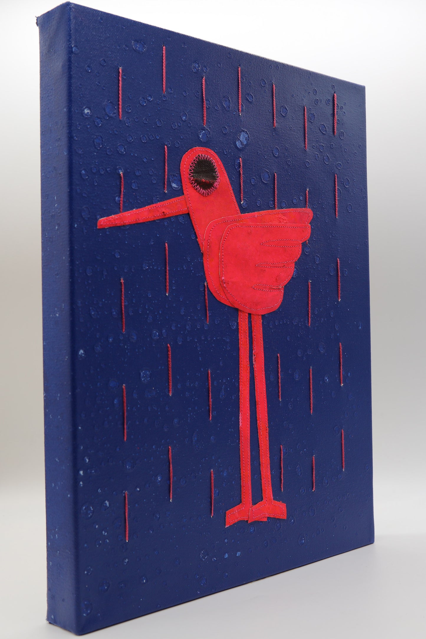 Pink Rain Blue - Mixed Media on Canvas