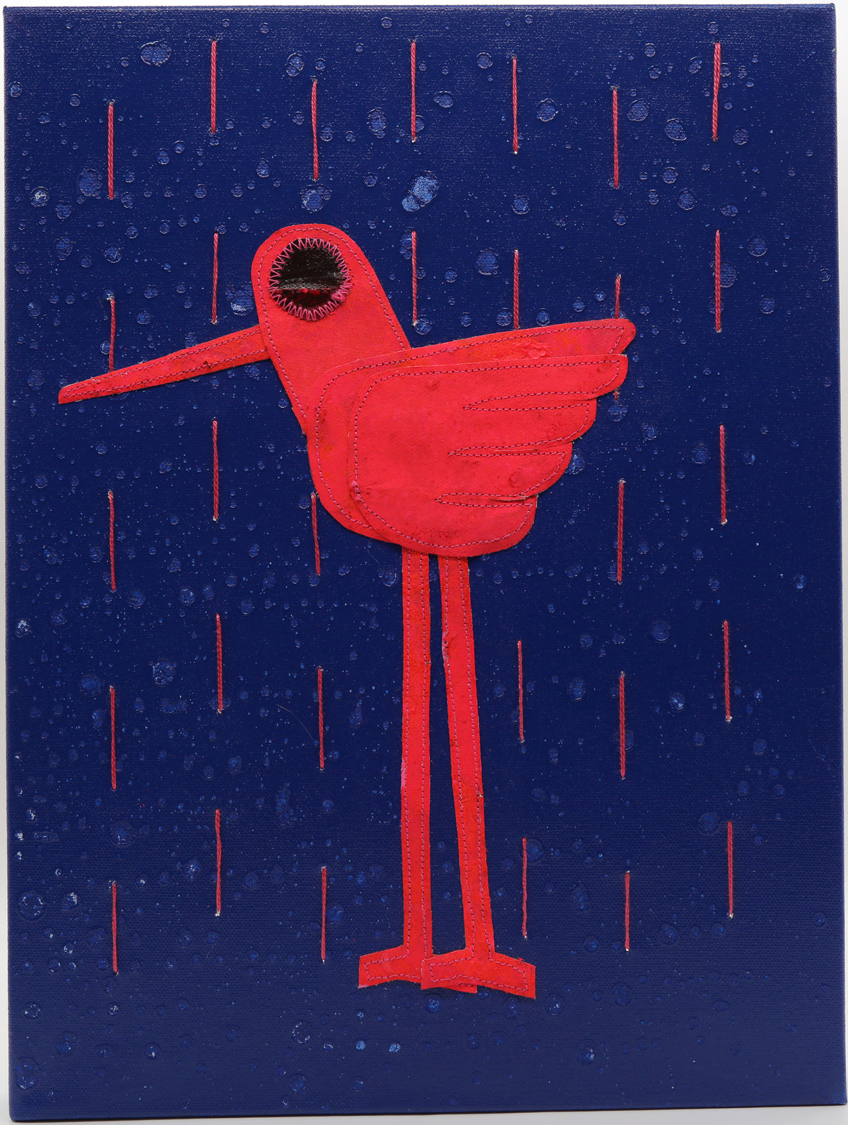Pink Rain Blue - Mixed Media on Canvas