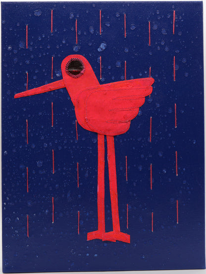 Pink Rain Blue - Mixed Media on Canvas