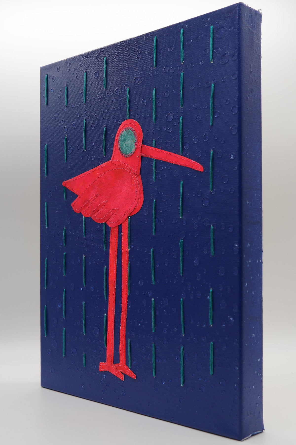 Teal Rain Blue - Mixed Media on Canvas