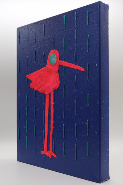 Teal Rain Blue - Mixed Media on Canvas