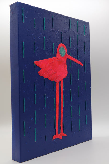 Teal Rain Blue - Mixed Media on Canvas