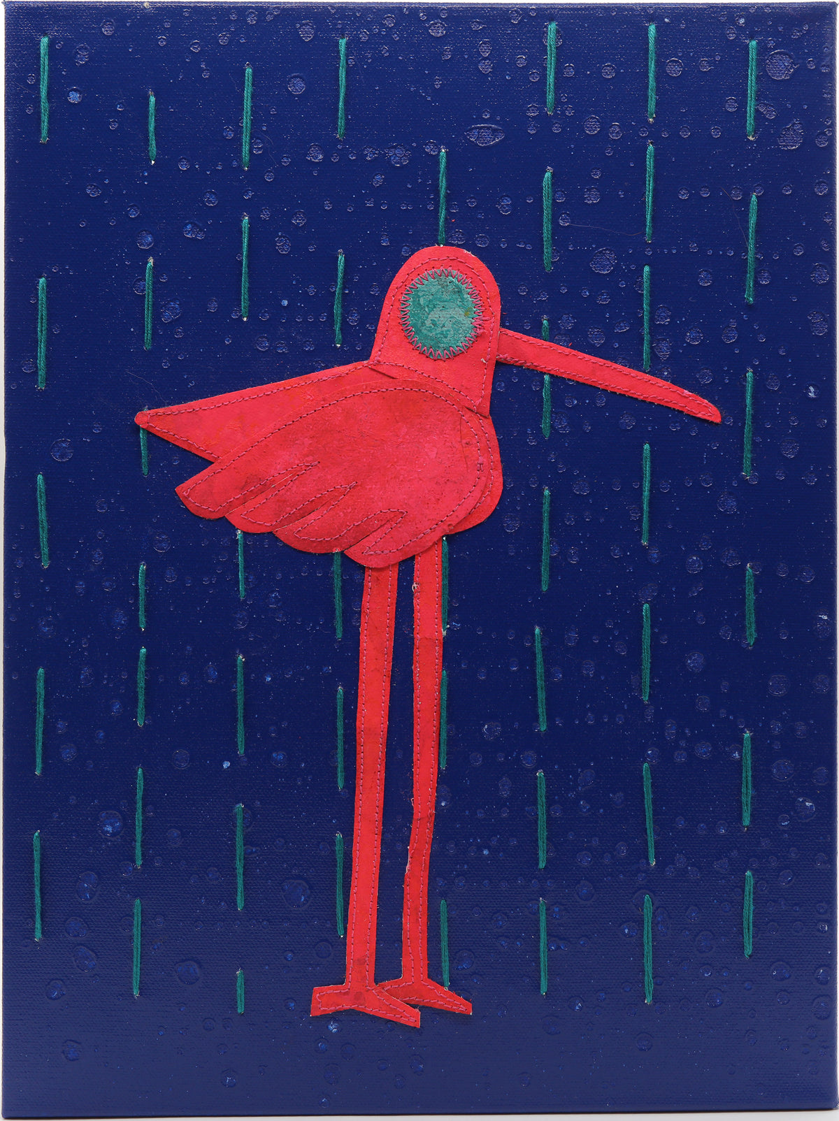 Teal Rain Blue - Mixed Media on Canvas