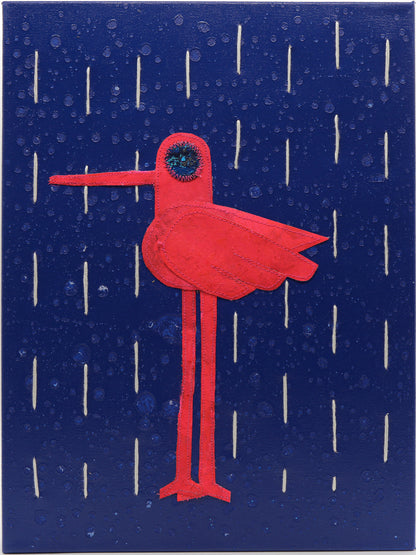White Rain Blue - Mixed Media on Canvas