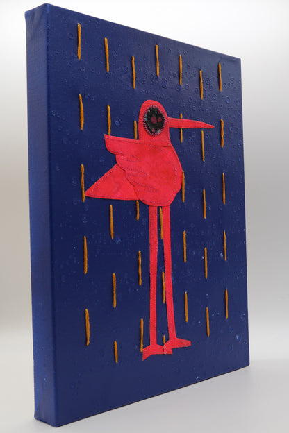 Yellow Rain Blue - Mixed Media on Canvas