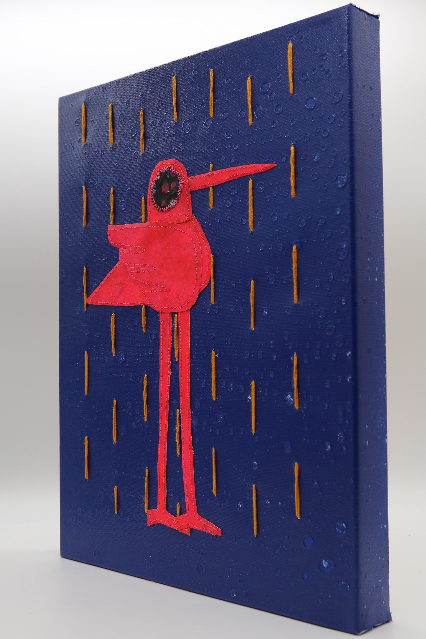 Yellow Rain Blue - Mixed Media on Canvas
