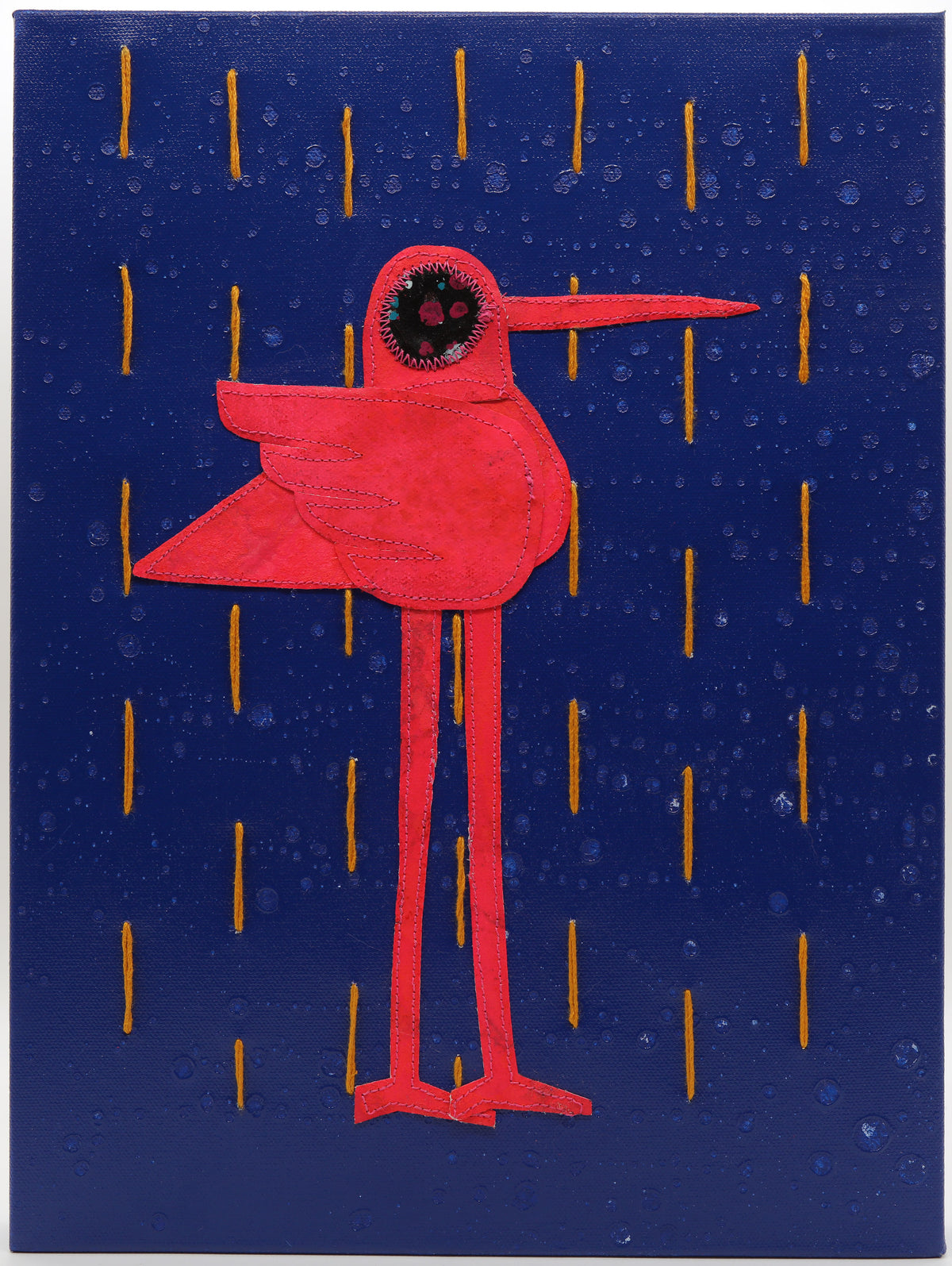Yellow Rain Blue - Mixed Media on Canvas