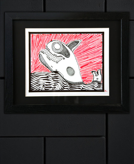 Original Drawing - HTM Whale No. 47 - 17 x 12" Framed