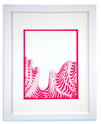 Original Drawing - Pink Sea - 11 x 14" Matted