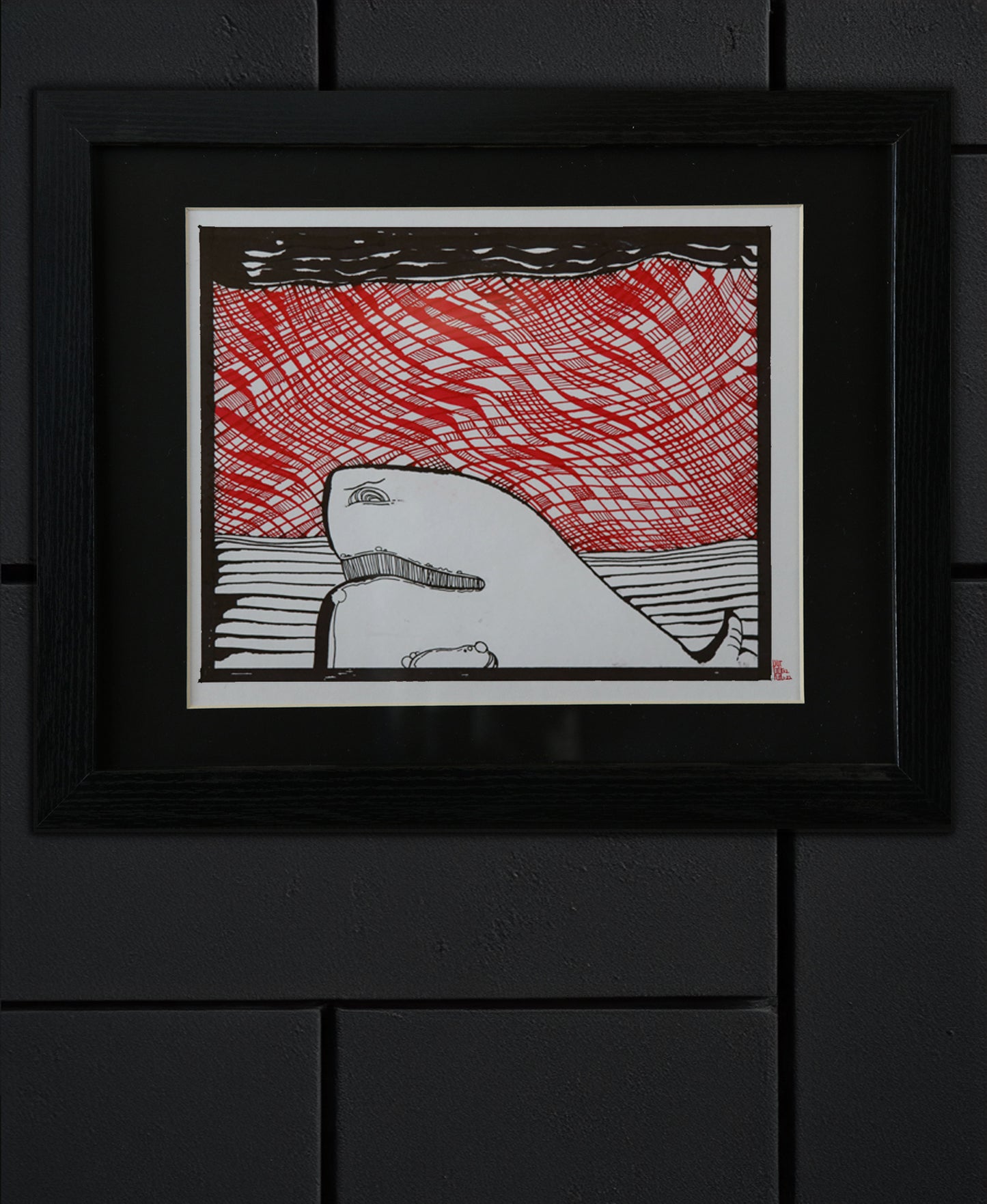 Original Drawing - HTM Whale No. 56 - 15  x 12" Framed