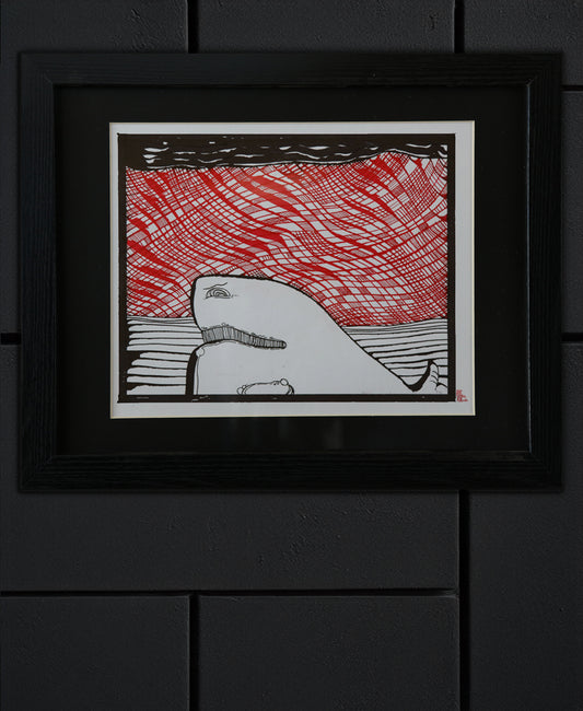 Original Drawing - HTM Whale No. 56 - 15  x 12" Framed