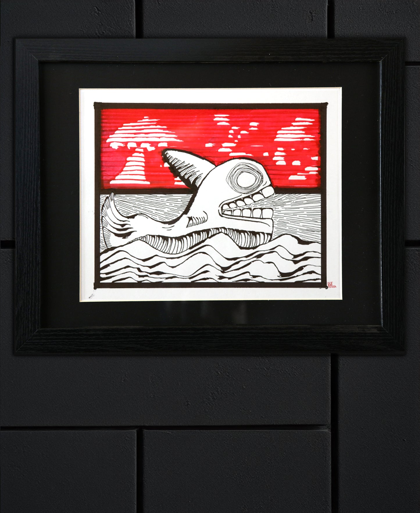 Original Drawing - HTM Whale No. 64 - 17 x 15" Framed