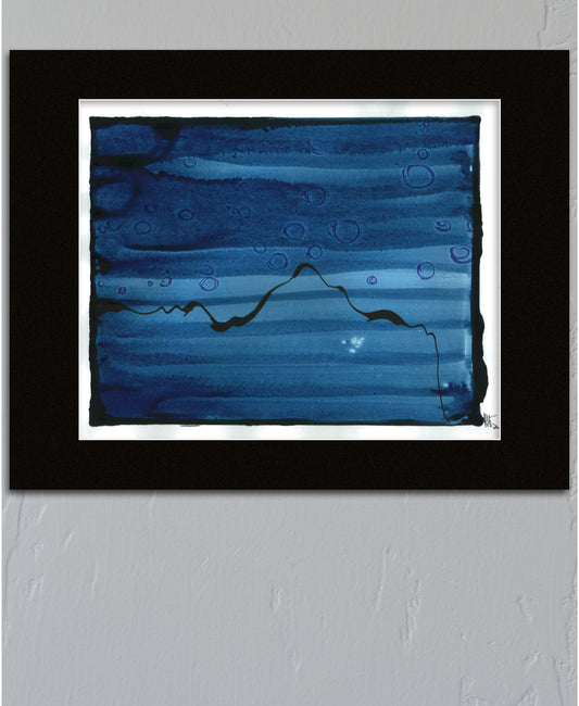 Original Drawing - Underwater Blue - 11 x 14" Matted