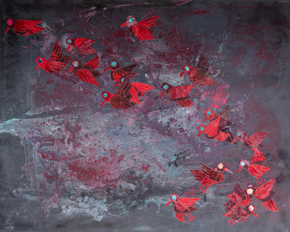 Crimson Front - Mixed Media on Canvas