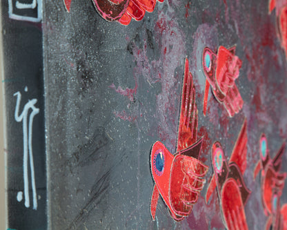 Crimson Front - Mixed Media on Canvas