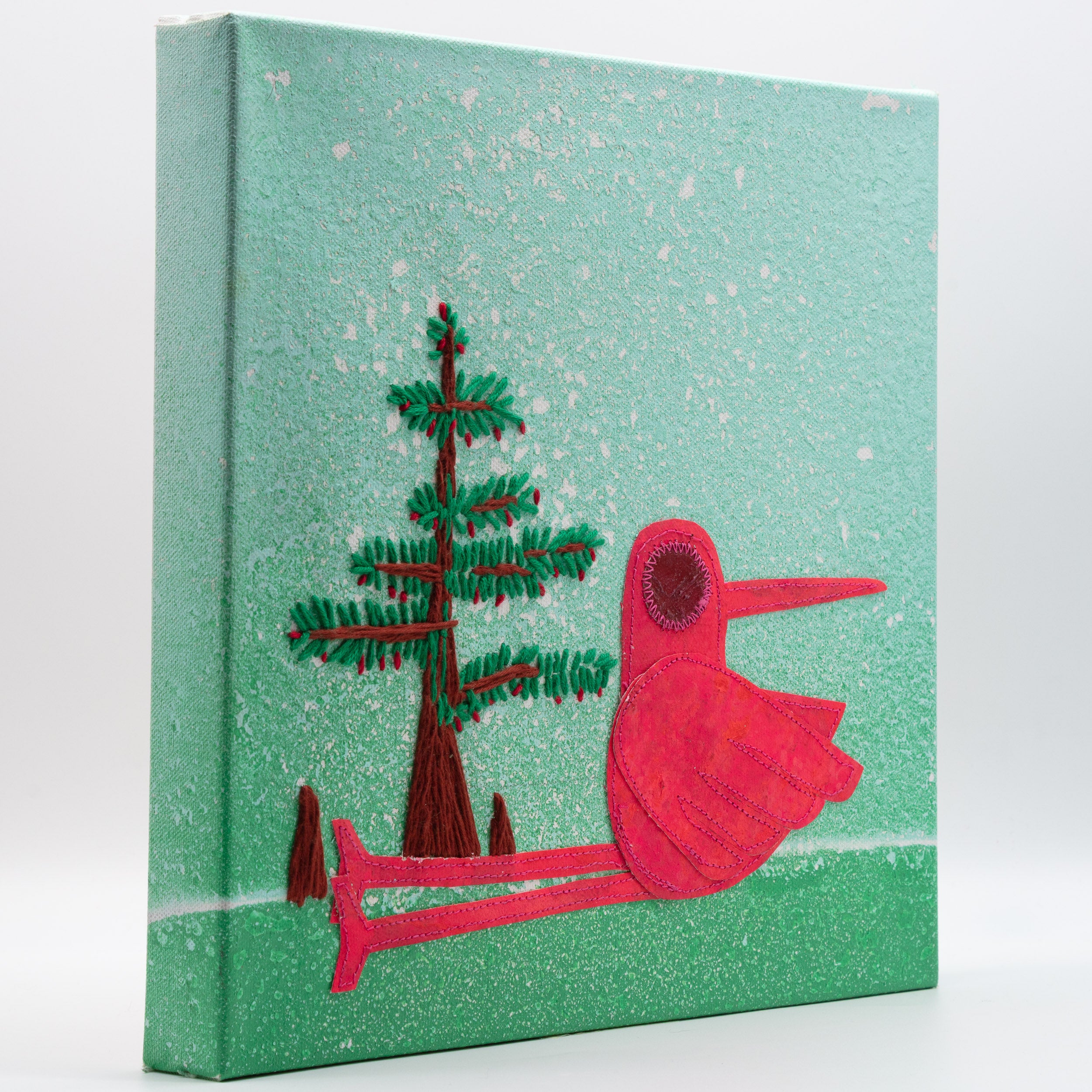 Evergreen Glance- 12x12 Mixed Media on Canvas – Kuki Studios